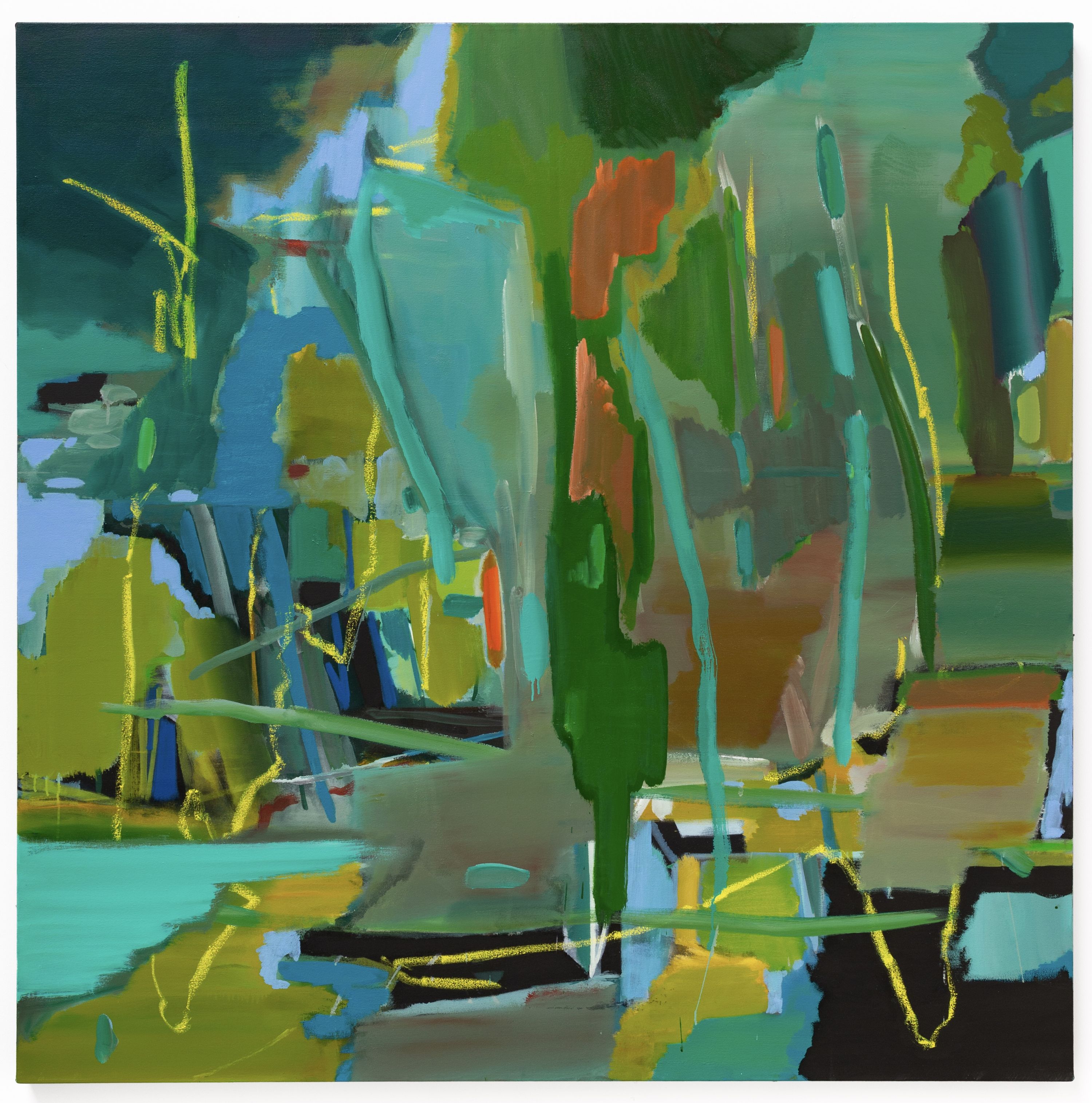 Mark Wright, (b.1962), Landfall, 2016, oil and acrylic on canvas, 152 x 152 cm